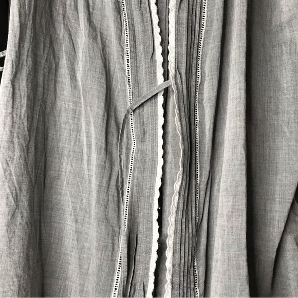 Large Eileen West Bathrobe Robe Sleepwear Lounge Cotton Lace Grey L/XL Bath - Picture 6 of 11